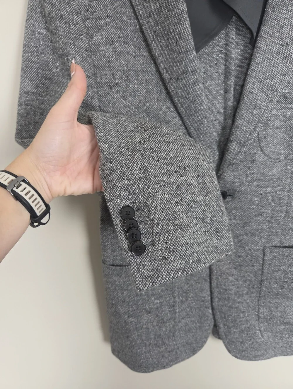 Banana Republic Mens 36S Gray Tweed Wool Blend Sport Coat Blazer Partially Lined